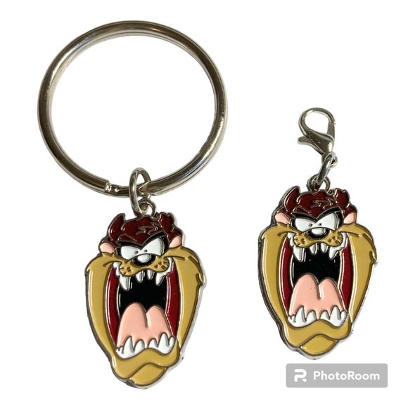 Vintage Taz Tas Tasmanian Devil Keychain Keyring Charm Warner Bros Looney Tunes - Picture 1 of 9